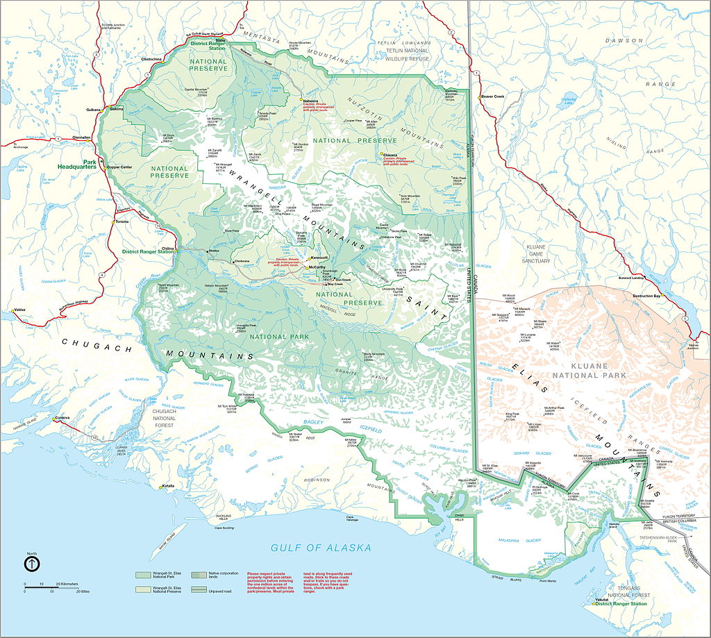 Map of Wrangell-St. Elias National Park - McCarthy River Tours